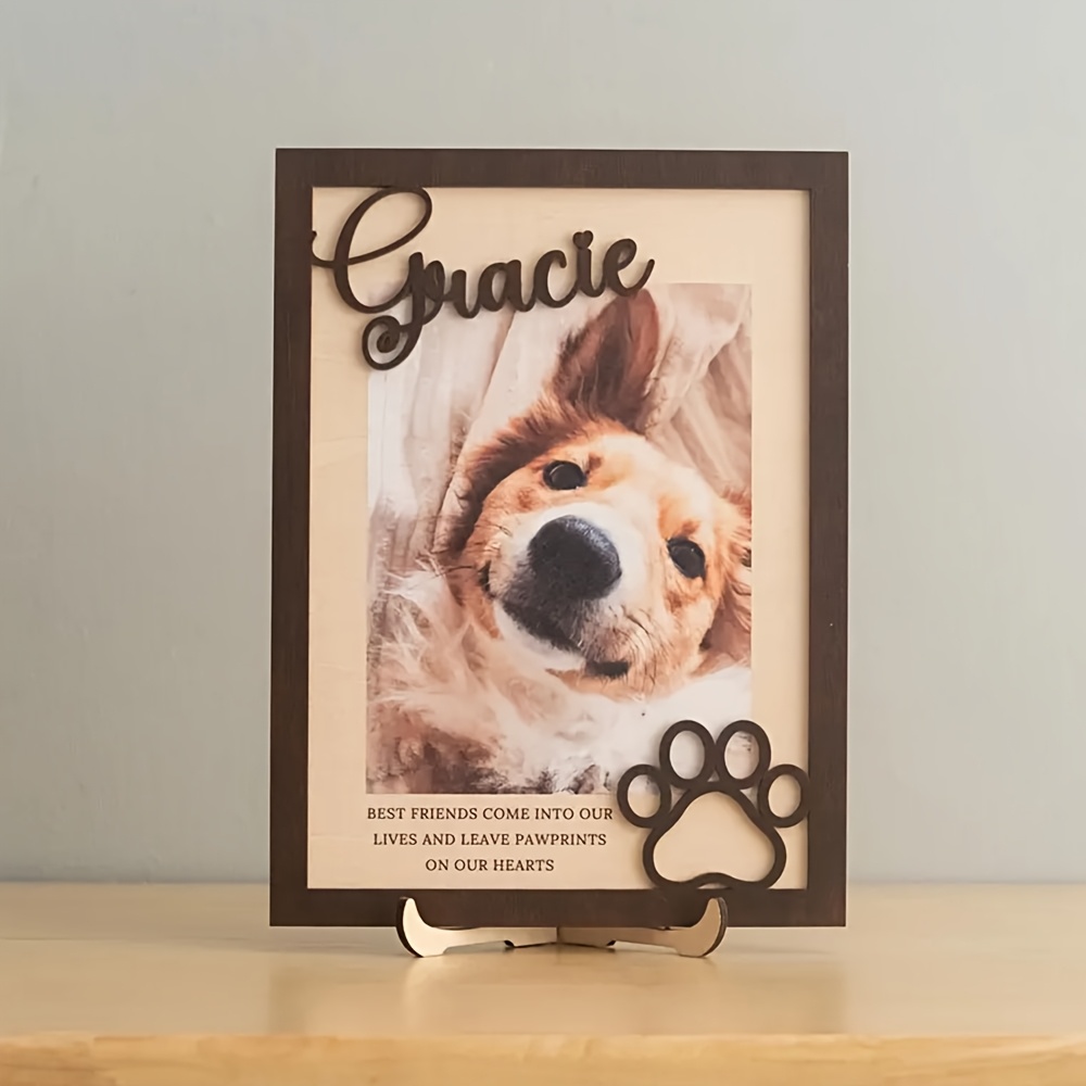 Engraved Wood Frame - Customizable Personalized Wooden Pet Photo Frame