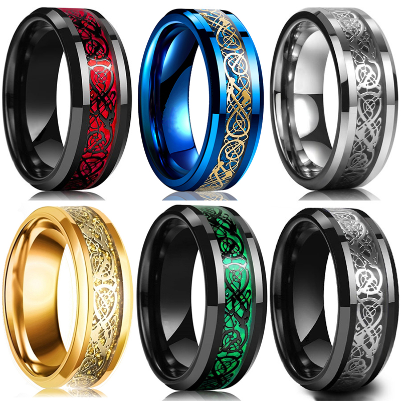 Initial Ring Custom - Fashion 8mm Men's Stainless Steel Celtic