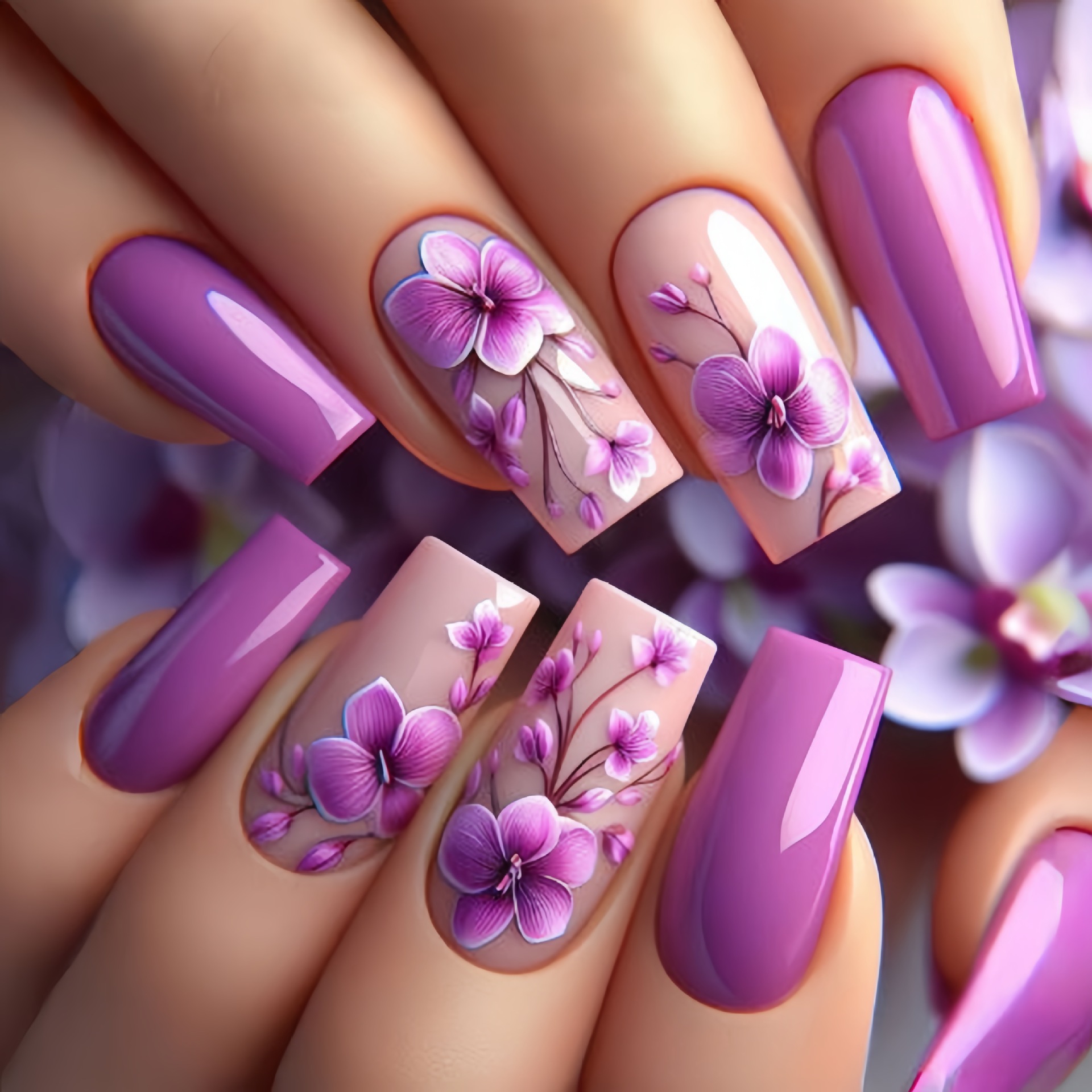 24pcs/set Medium long fake nai - огляд і ціна Pressed Flower Art