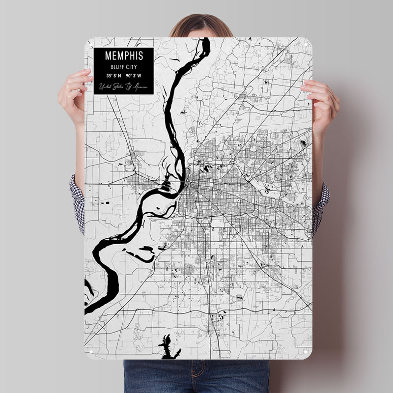 Memphis TN USA Tinplate Signs  - огляд і ціна Custom Map Poster