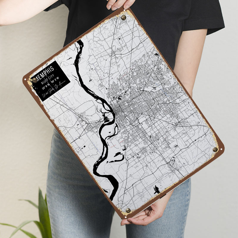 Memphis TN USA Tinplate Signs  - огляд і ціна Custom Map Poster