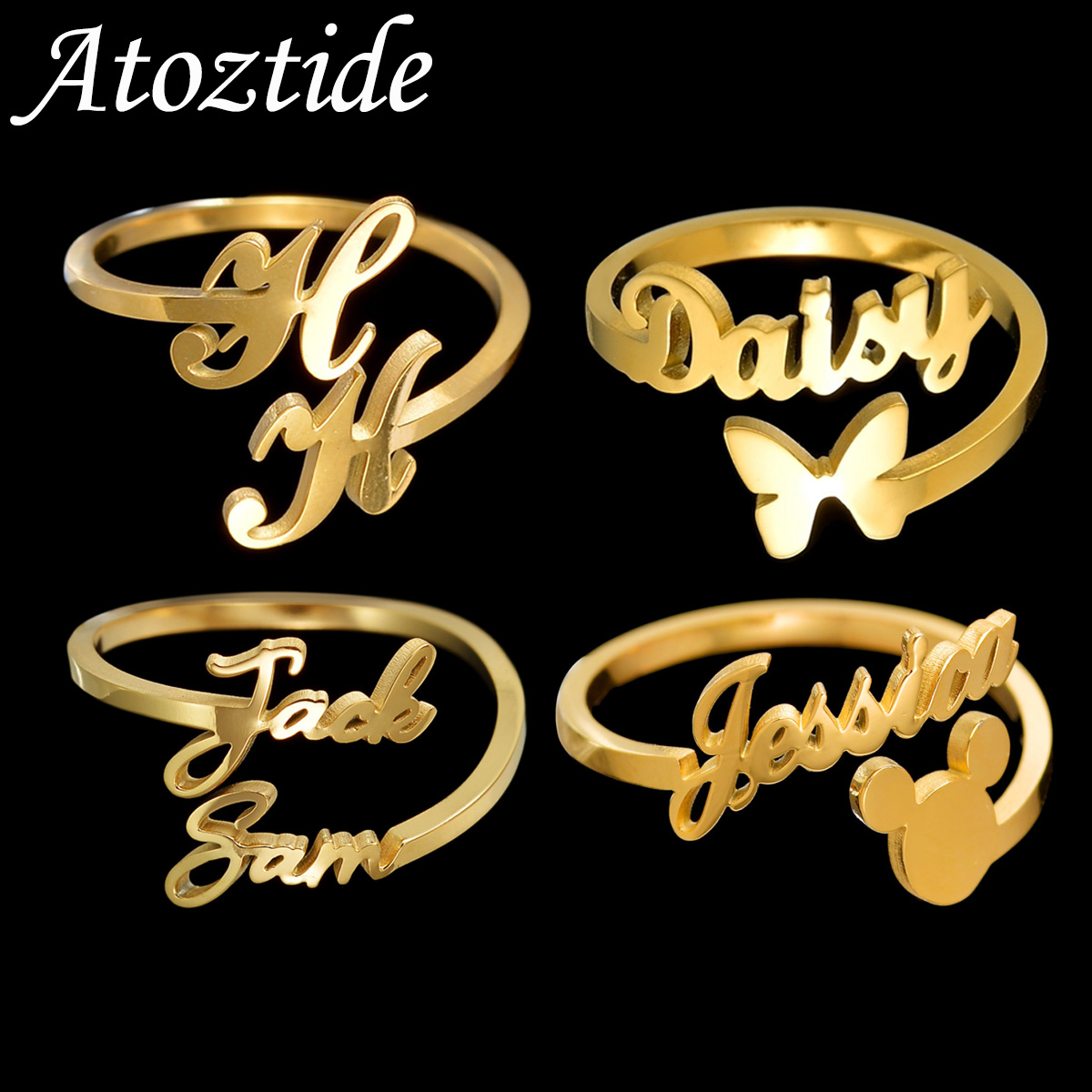 Atoztide Personalized Custom N - огляд і ціна Initial Ring Custom