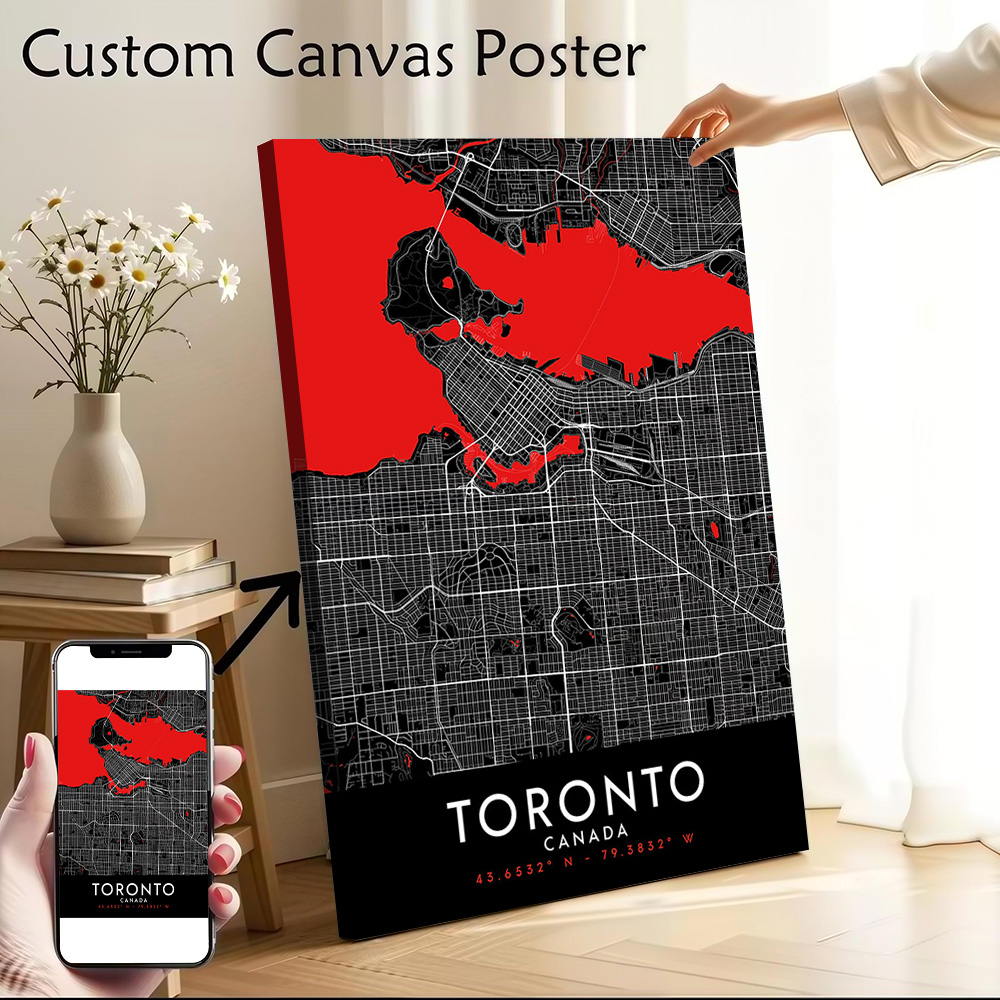Toronto Dark Map Canvas Wall A - огляд і ціна Custom Map Poster