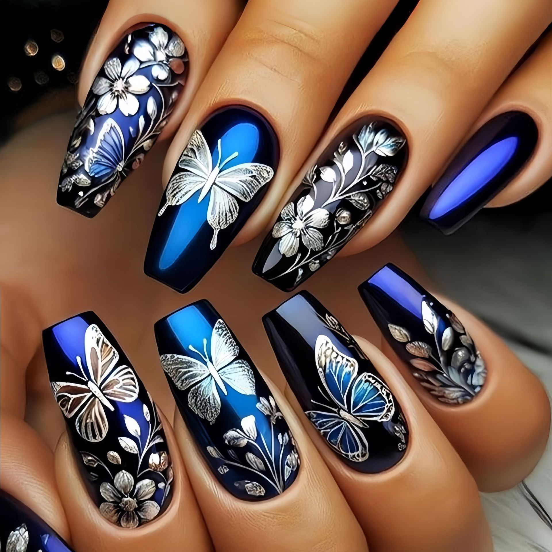 Medium long fake nails for wom - огляд і ціна Pressed Flower Art