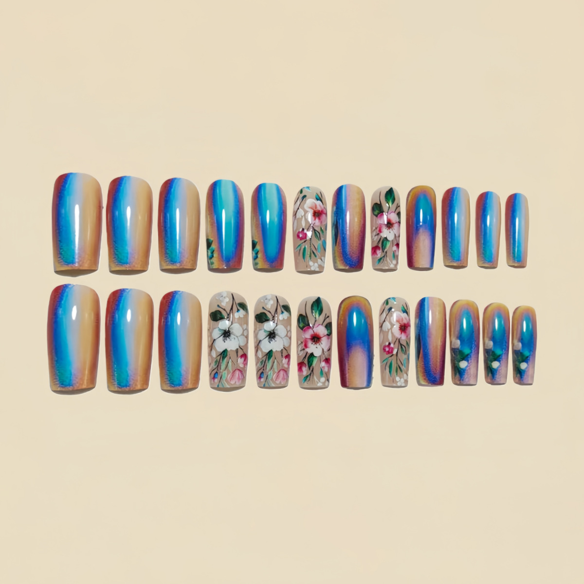 Medium long fake nails for wom - огляд і ціна Pressed Flower Art