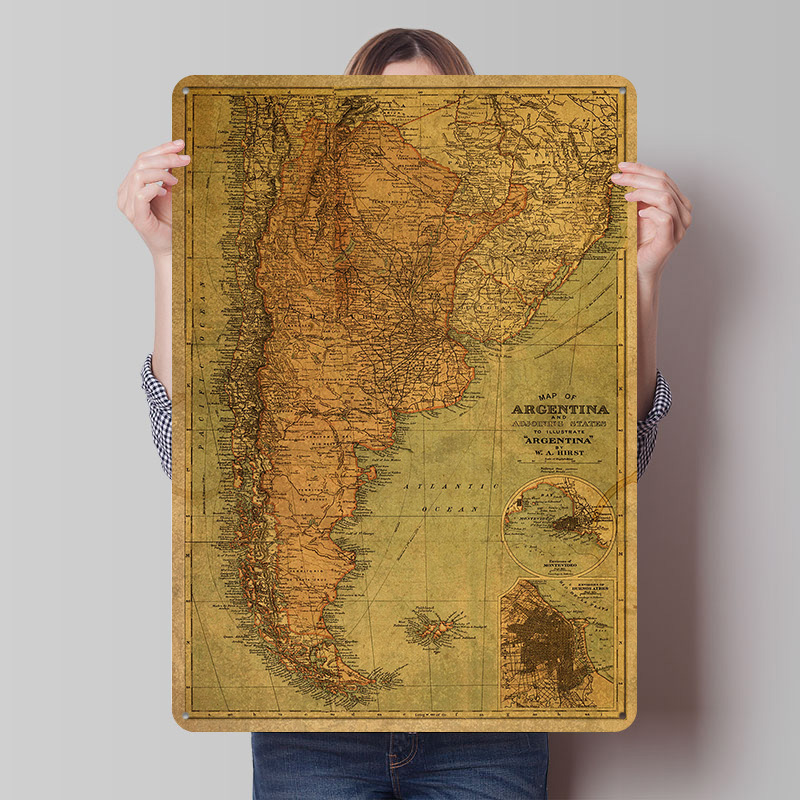 Vintage Map of Argentina Tin P - огляд і ціна Custom Map Poster