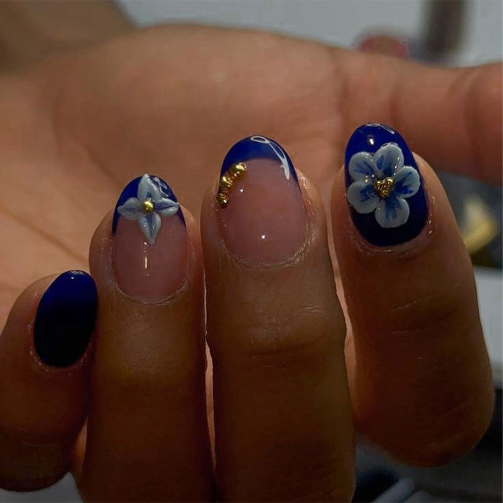 24pcs Short Oval 3D Gel Nail S - огляд і ціна Pressed Flower Art