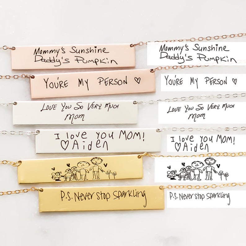 Personalized Custom Actual Han - огляд і ціна Handwriting Necklace Bar