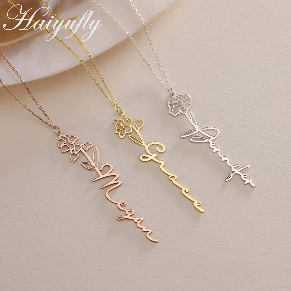 Haiyufly Custom Name Necklace  - огляд і ціна Birth Flower Necklace