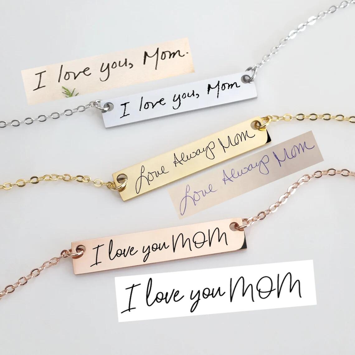Actual Handwriting Bar Necklac - огляд і ціна Handwriting Necklace Bar