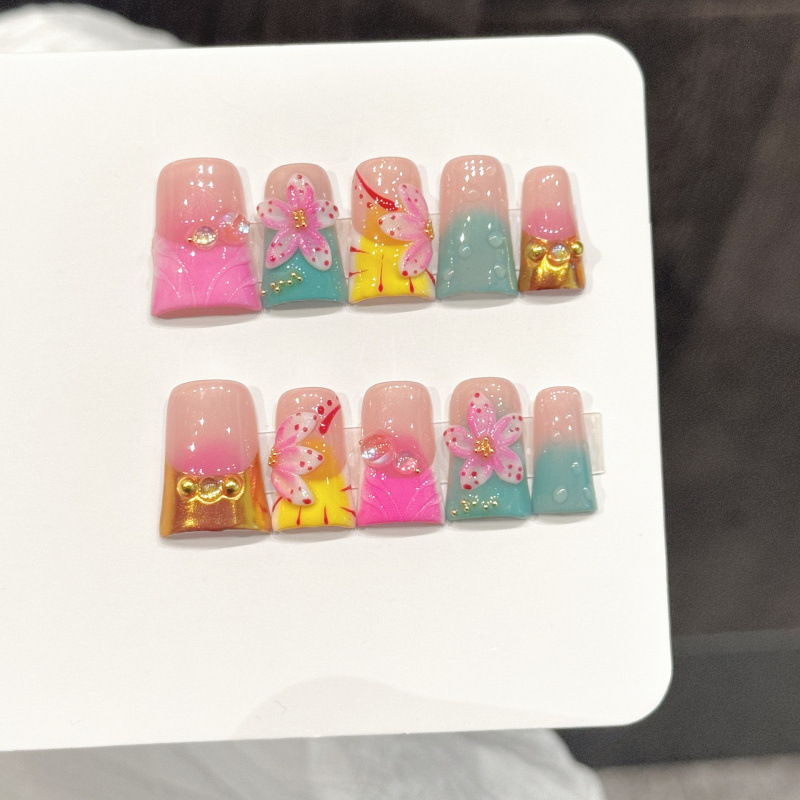 10pcs Ocean Style Fake Nails D - огляд і ціна Pressed Flower Art