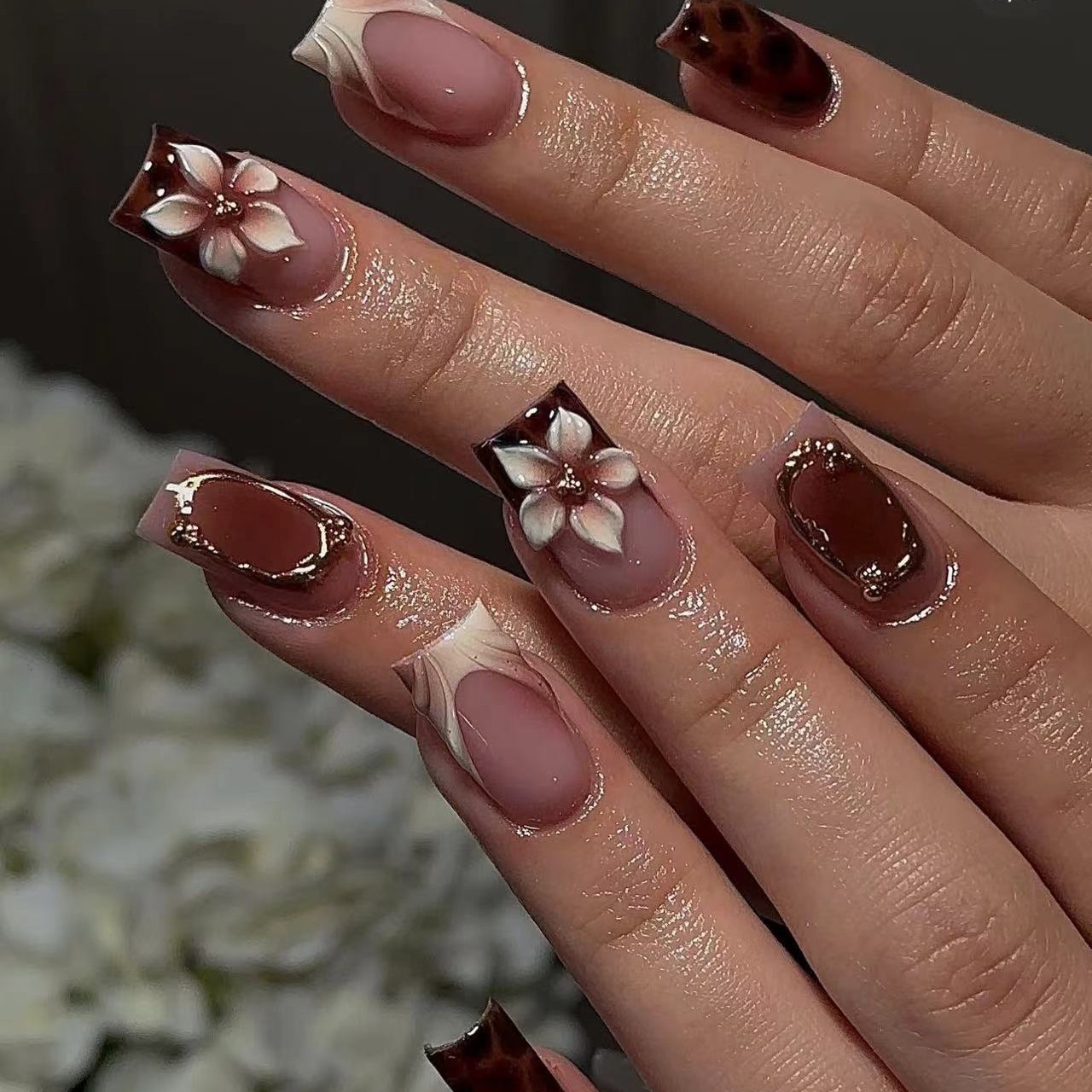 Short square fake nails for wo - огляд і ціна Pressed Flower Art