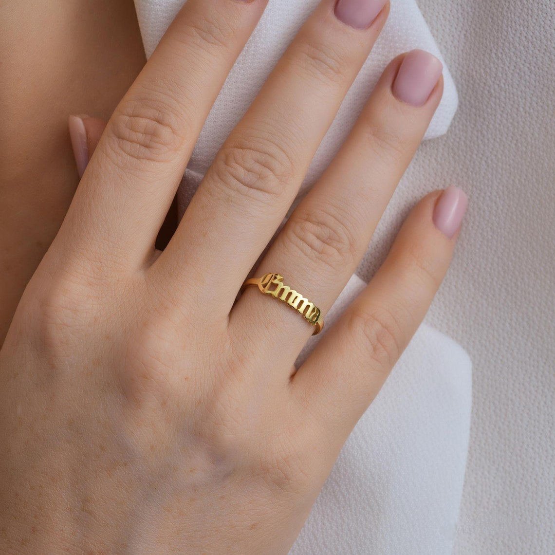 Custom Gold Ring Women Gothic  - огляд і ціна Initial Ring Custom