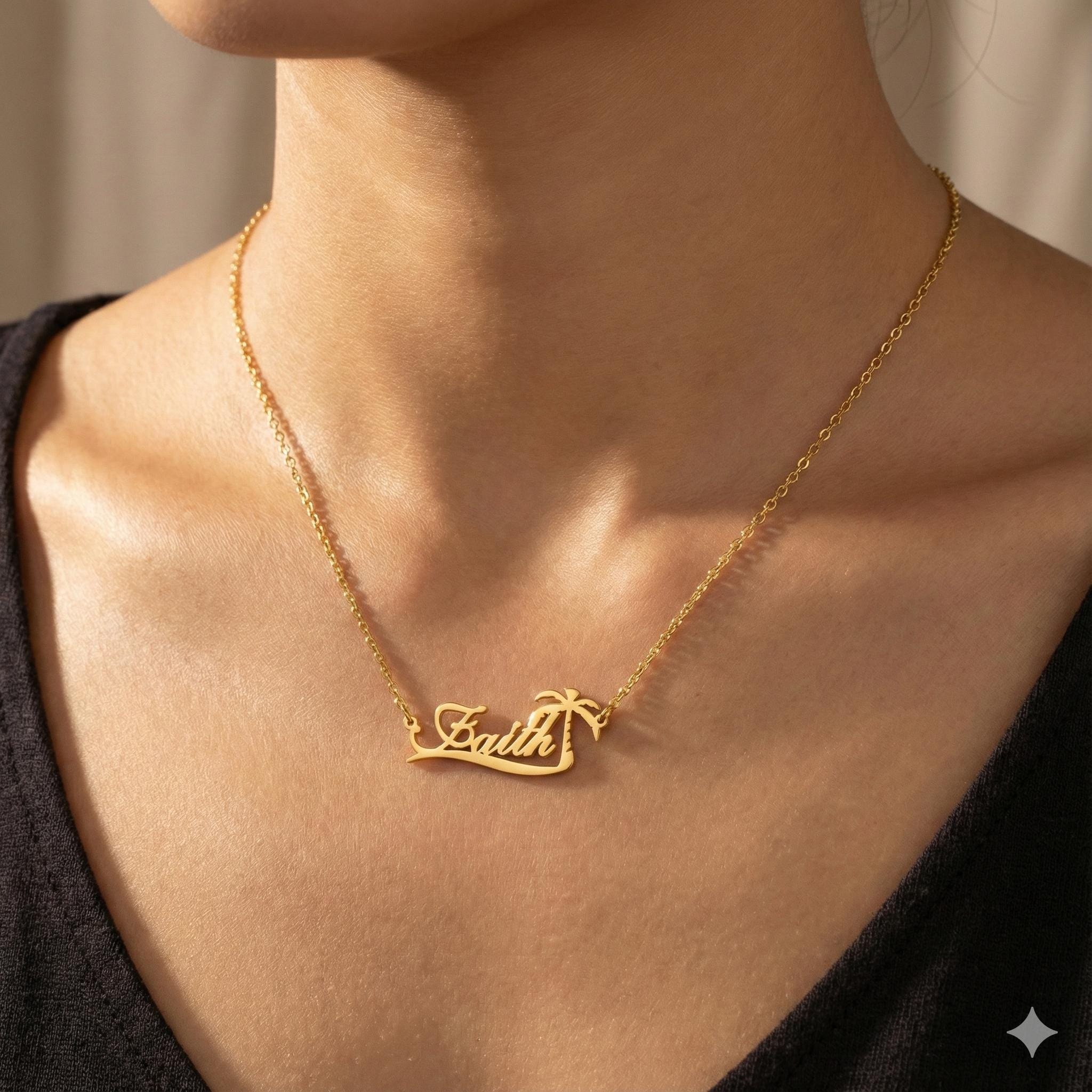 Custom Palm Tree Name Necklace - огляд і ціна Name Necklace Custom