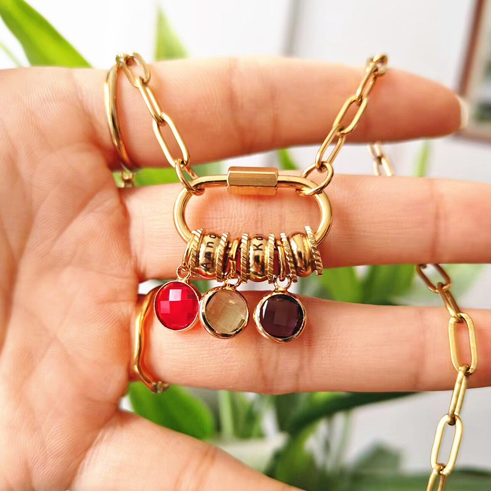 Custom Carabiner Name Charm Ne - огляд і ціна Birth Flower Necklace