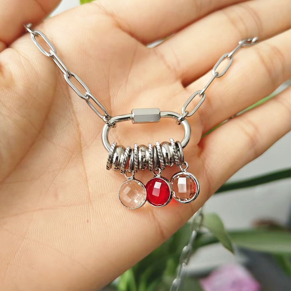 Custom Carabiner Name Charm Ne - огляд і ціна Birth Flower Necklace