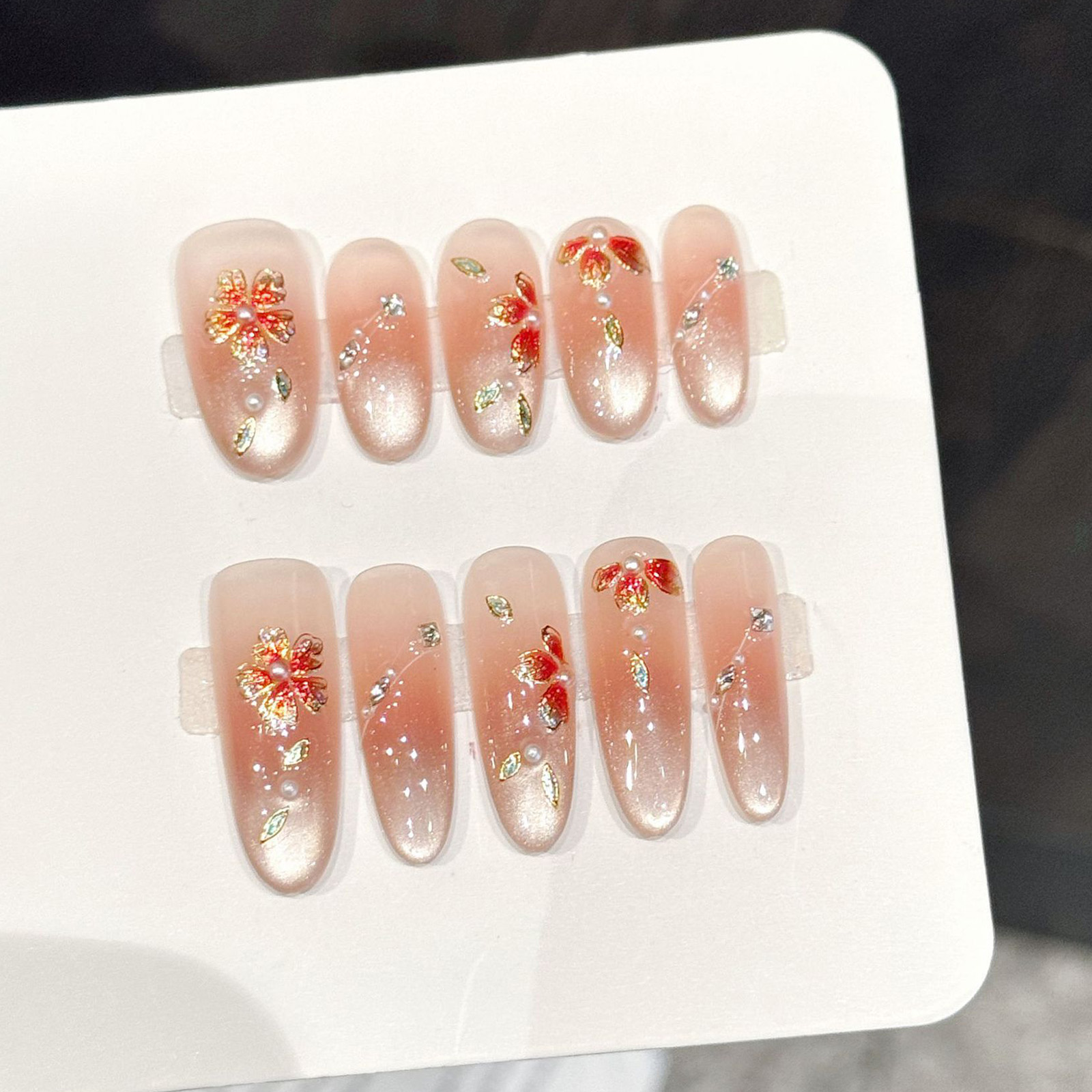 10pcs Handmade Fake Nails Pres - огляд і ціна Pressed Flower Art
