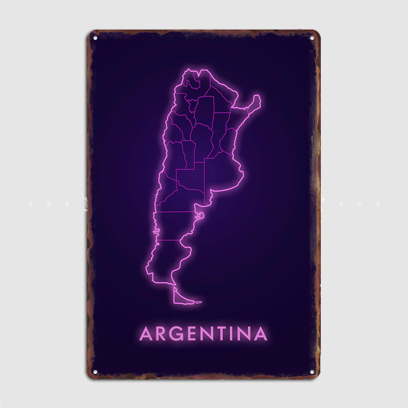 Argentina Neon Map Metal Sign  - огляд і ціна Custom Map Poster