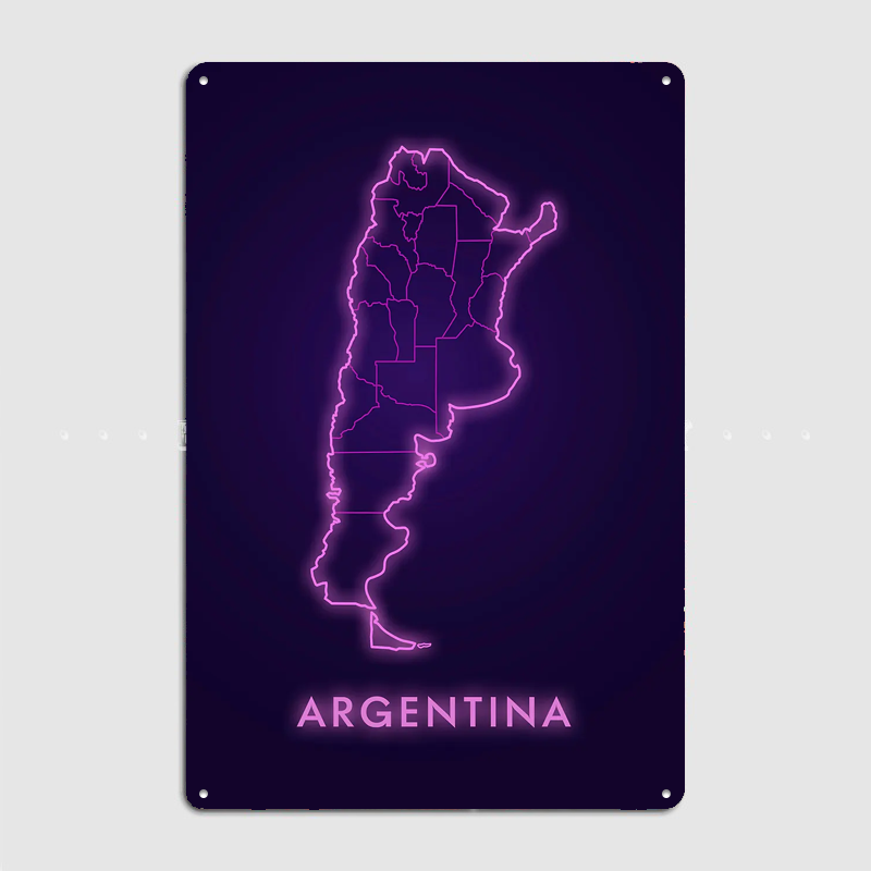 Argentina Neon Map Metal Sign  - огляд і ціна Custom Map Poster